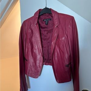 Red cropped faux leather jacket - size XS